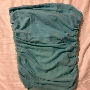 Bright Aqua Blue Sheer Mesh Tube Top